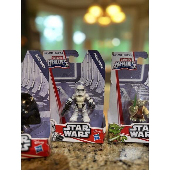 Vintage NIB Sealed Figures Star Wars Galactic Heroes Darth Luke Yoda Stormtroop - Picture 4 of 8